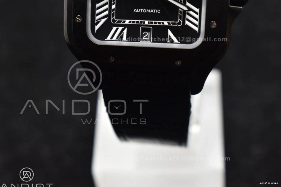 on Strap BVF Black 1046 Cartier MIYOTA de Black 1:1 Dial ZeroBulk Best 40mm Santos Edition Leather PVD 0415